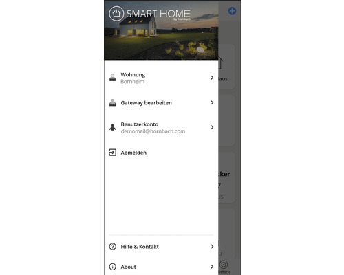 HORNBACH Smart Home App Menüansicht