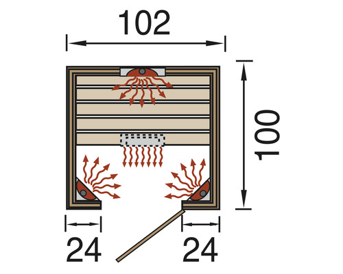 Schéma technique d''un sauna avec dimensions