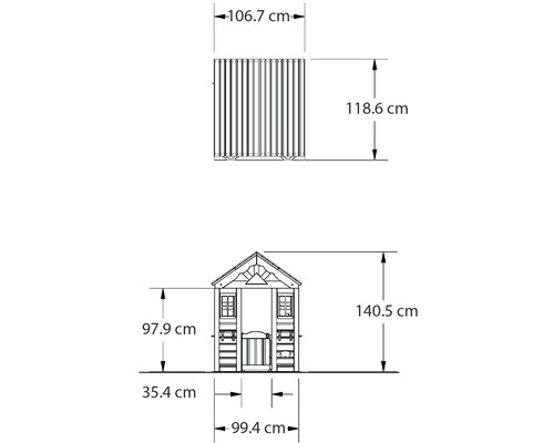 Dimensions de la cabane de jardin sous forme de schéma