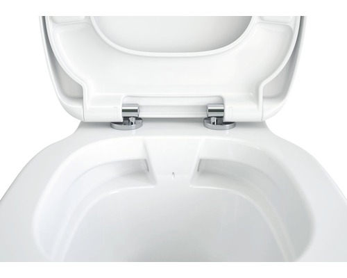 Keramiktoilette mit offenem Toilettendeckel