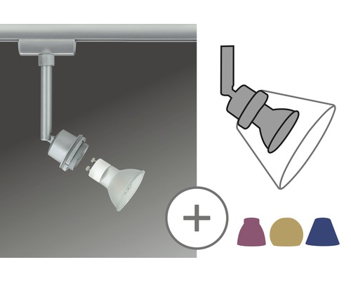 Aufbaustrahler mit austauschbarem Leuchtmittel und Farbfiltern
