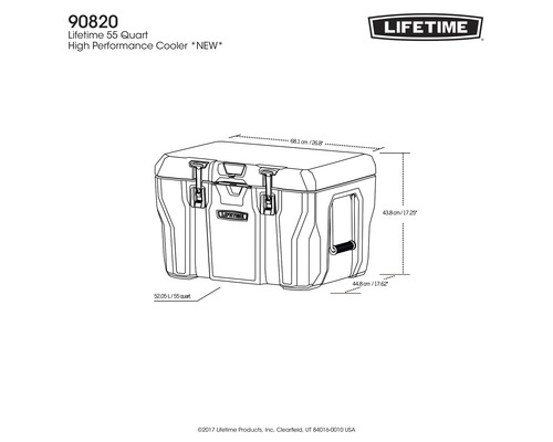 Lifetime Kühlbox mit den Abmessungen
