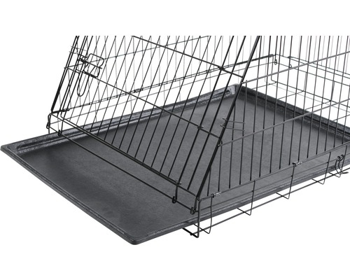 Cage pour chien avec grille métallique et bac en plastique