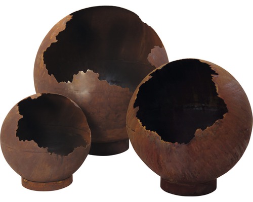 Sphère de décoration ouverte avec une bague ø40 cm, rouille