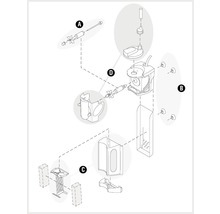 Explosionszeichnung einer Reinigungsanlage mit den Einzelteilen A, B, C und D.