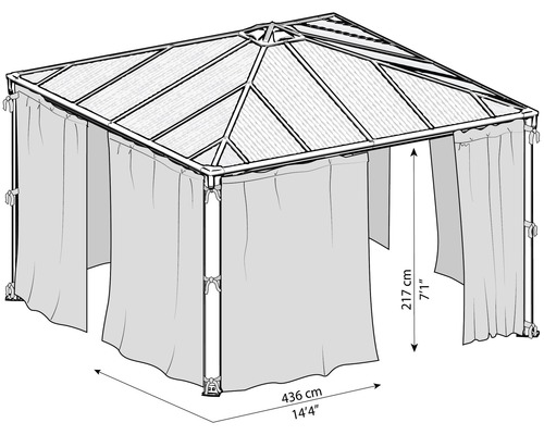 Image d''un pavillon avec rideaux et dimensions