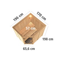 Sauna intérieure avec dimensions
