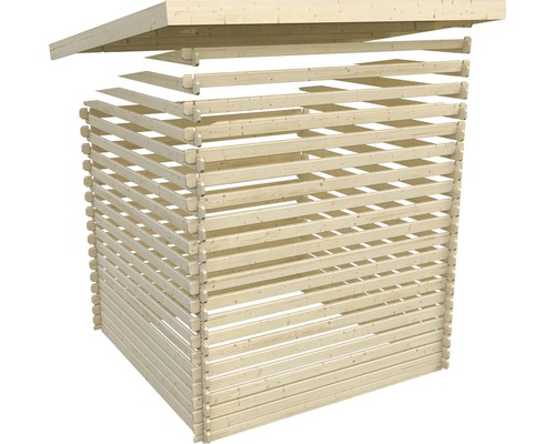 Construction en bois d''un abri de jardin en construction