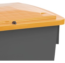 Vue détaillée d''une boîte de rangement en plastique avec couvercle