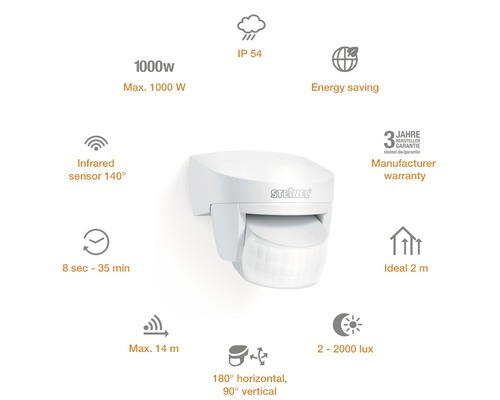 Steinel Bewegungsmelder mit einer Reichweite von maximal 14 Metern