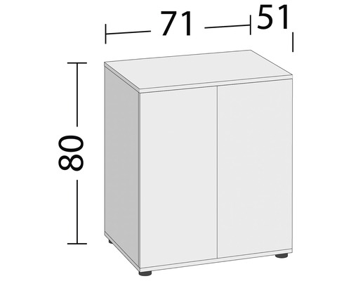 Schrank mit zwei Türen und den Maßen 80, 71 und 51 Zentimeter