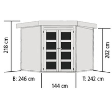 Illustration des dimensions d''un abri de jardin