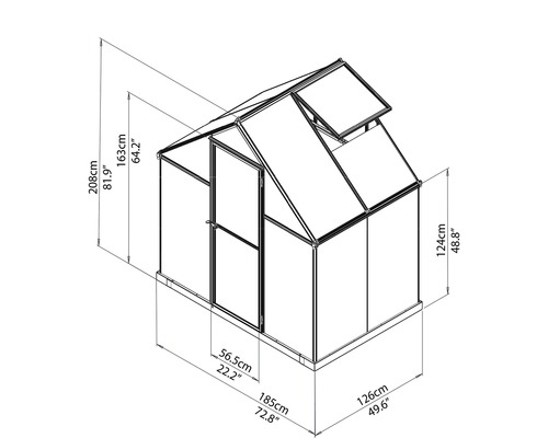 Dessin technique d''une serre avec dimensions