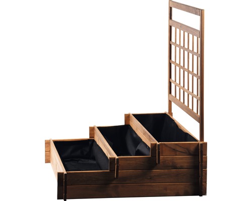 Jardinière en bois à trois niveaux avec treillis