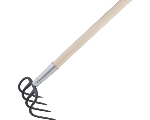 Griffe de jardin avec manche en bois pour le travail du sol