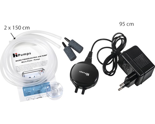 Hi Pumps Micro Piezo Pompe à air pour aquarium avec tuyau d''air, pierre à air et alimentation
