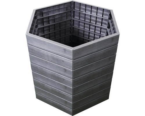 Sechseckiger Pflanzkübel in Holzoptik