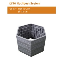 Sechseckiges Hochbeet-System aus Kunststoff, Höhe 75 cm, Durchmesser 110 cm