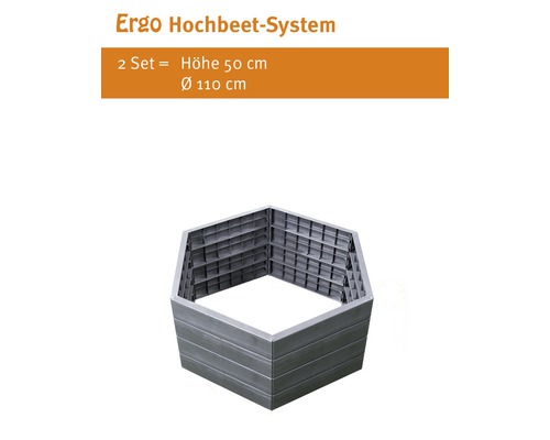 Ergo Hochbeet-System aus Kunststoff, Höhe 50 cm, Durchmesser 110 cm