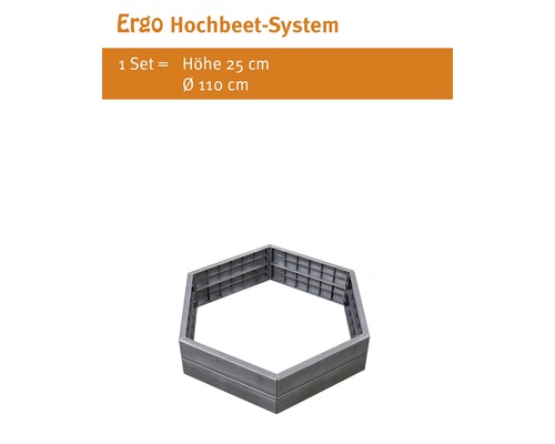 Ergo Hochbeet System, sechseckig, Höhe 25 cm, Durchmesser 110 cm