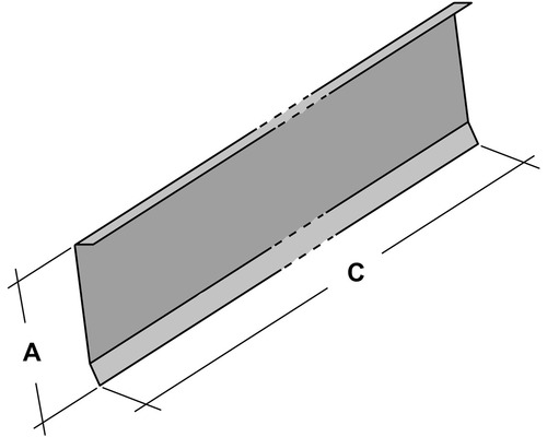 Profil de bord de toit avec les dimensions A et C.
