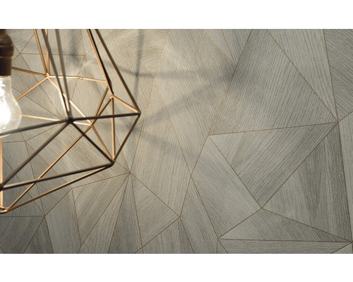 Papier peint avec motif géométrique et texture bois