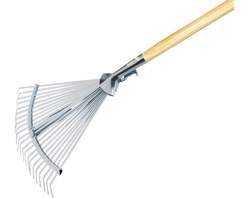 Râteau en métal avec manche en bois