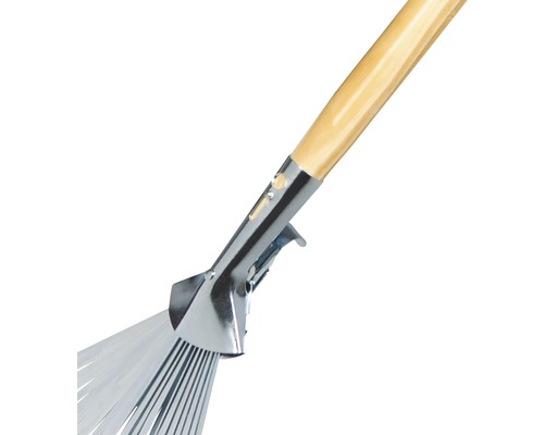 Balai à feuilles avec manche en bois et monture en métal