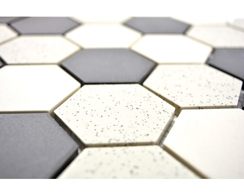 Carreaux hexagonaux en gris et blanc