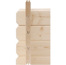 Holzbohlen mit Nut-Feder-Verbindung im Detail