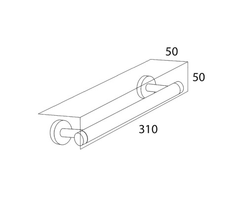 Dessin technique d''un porte-serviettes avec étagère et indications de dimensions