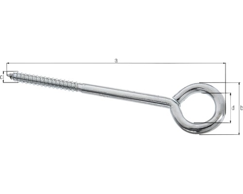 Ösenschraube mit Gewinde und Abmessungskennzeichnung