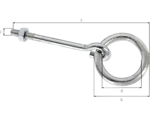 Vis à anneau avec écrou et filetage
