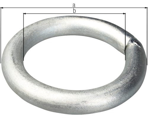 Anneau rond en métal avec indications de dimensions