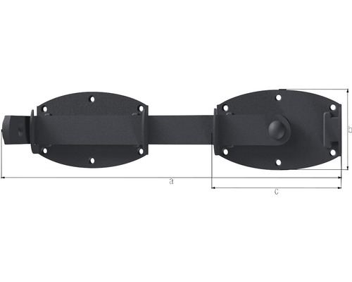 Loquet de porte avec les dimensions a, b et c