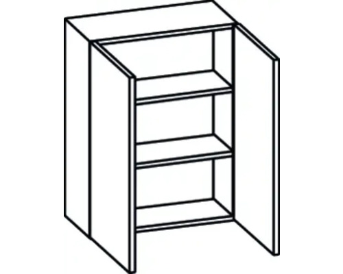 Armoire murale ouverte avec trois étagères