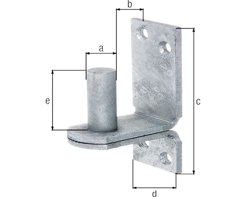 Penture de portail métallique avec trous de fixation et indications de dimensions