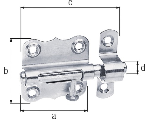 Loquet de porte avec indications de dimension