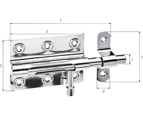 Illustration d''un loquet de porte avec dimensions
