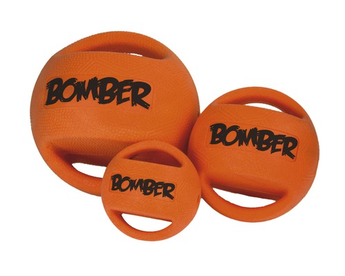 Trois balles de jeu pour chien Bomber orange de différentes tailles