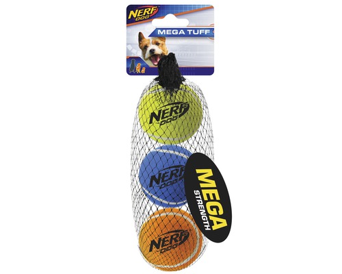 Balles de tennis Nerf Dog Mega Tuff en filet, 3 pièces