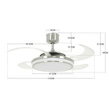Ventilateur de plafond avec éclairage et indications de dimensions