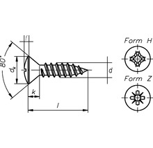 Vis à tôle tête fraisée bombée avec empreinte cruciforme DIN 7983 4,8x45 mm acier inoxydable A2, 100 pièces