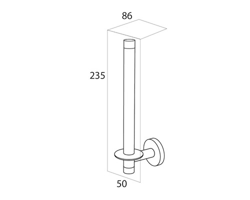 Dessin technique d''un porte-papier toilette avec dimensions.