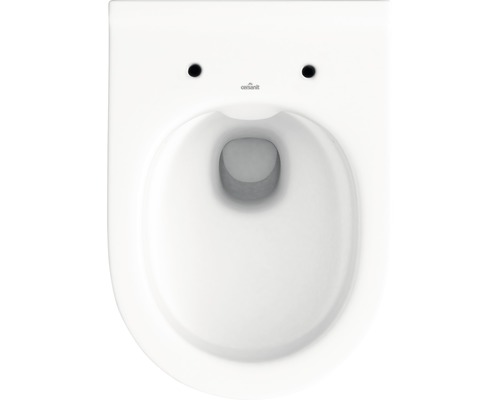 WC suspendu en céramique, vue de dessus