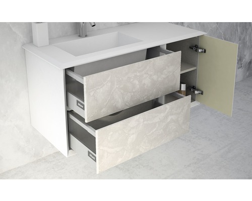 Meuble sous-vasque avec deux tiroirs et une porte