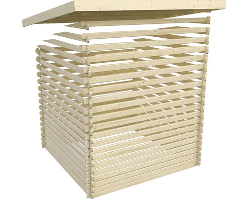 Abri de jardin en bois à l''état brut avec toit