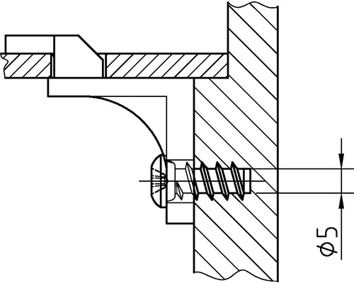 Dessin technique d''un assemblage vissé avec un diamètre de 5 mm.