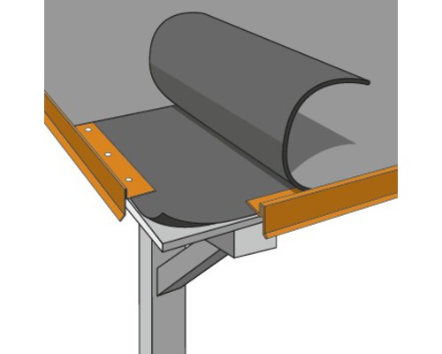 Illustration einer Dachbahnrolle auf einer Dachkonstruktion.