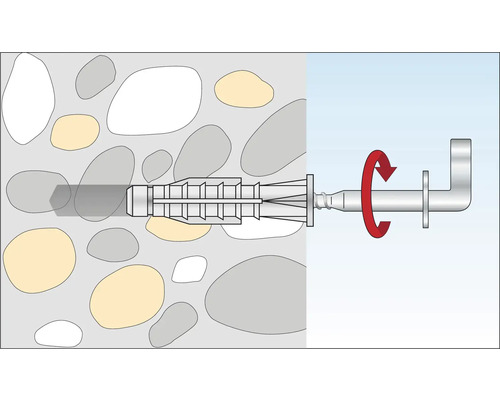 Funktionsweise eines Dübels in einer Wand mit Schraube